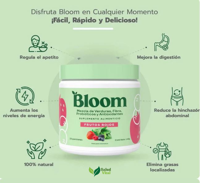 Bloom™ Kiwi y Fresa- Mezcla de antioxidantes, probióticos y verduras