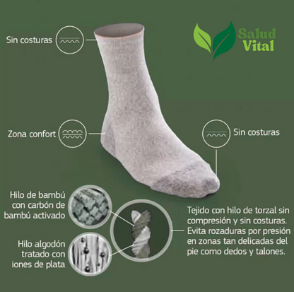 Calcetín de fibra Bambú Premium para diabéticos - x6 Pares
