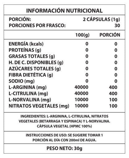 OXIDO NITRICO 1000MG 60 CAPS